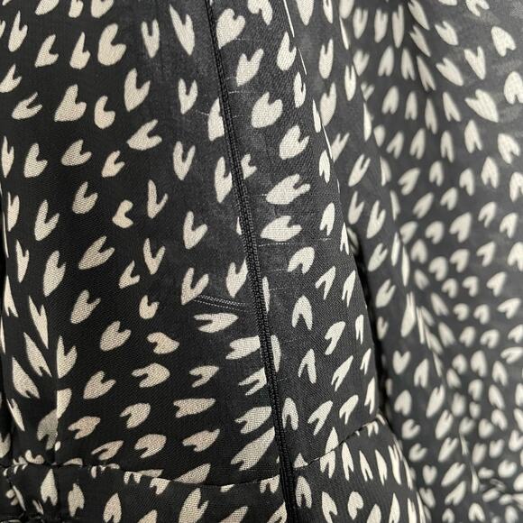 Betsey Johnson Heart Print Mini Dress Faux Wrap Ruffle Chiffon Whimsigoth Glam - Picture 10 of 10